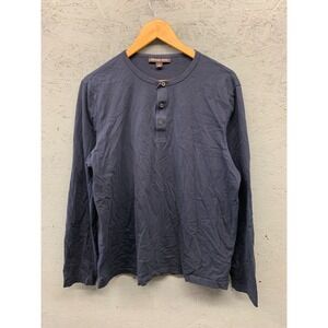 Michael Kors‎ Men's Henley Shirt XL Navy Blue Long Sleeve